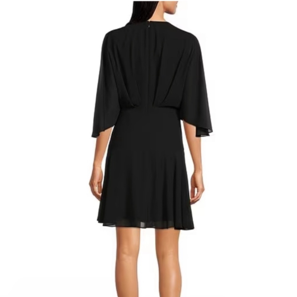 Alex Marie Carissa Chiffon Flutter Sleeve V-Neck Dress Black 2 Classic Party NWT - Picture 2 of 15